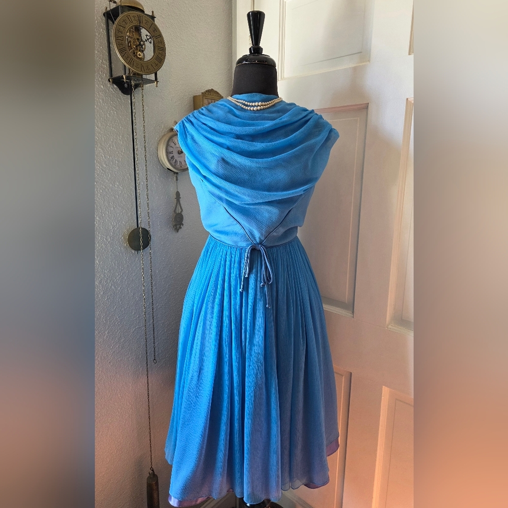 Vintage 50s Blue Cocktail Dress